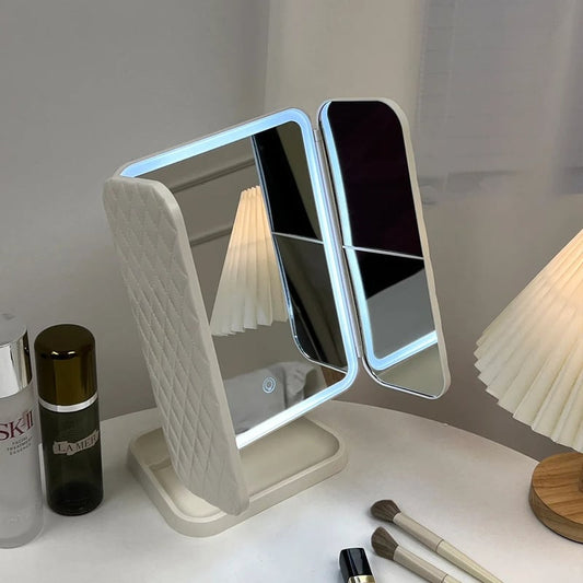 LuminaGlow Tri-Fold LED Mirror